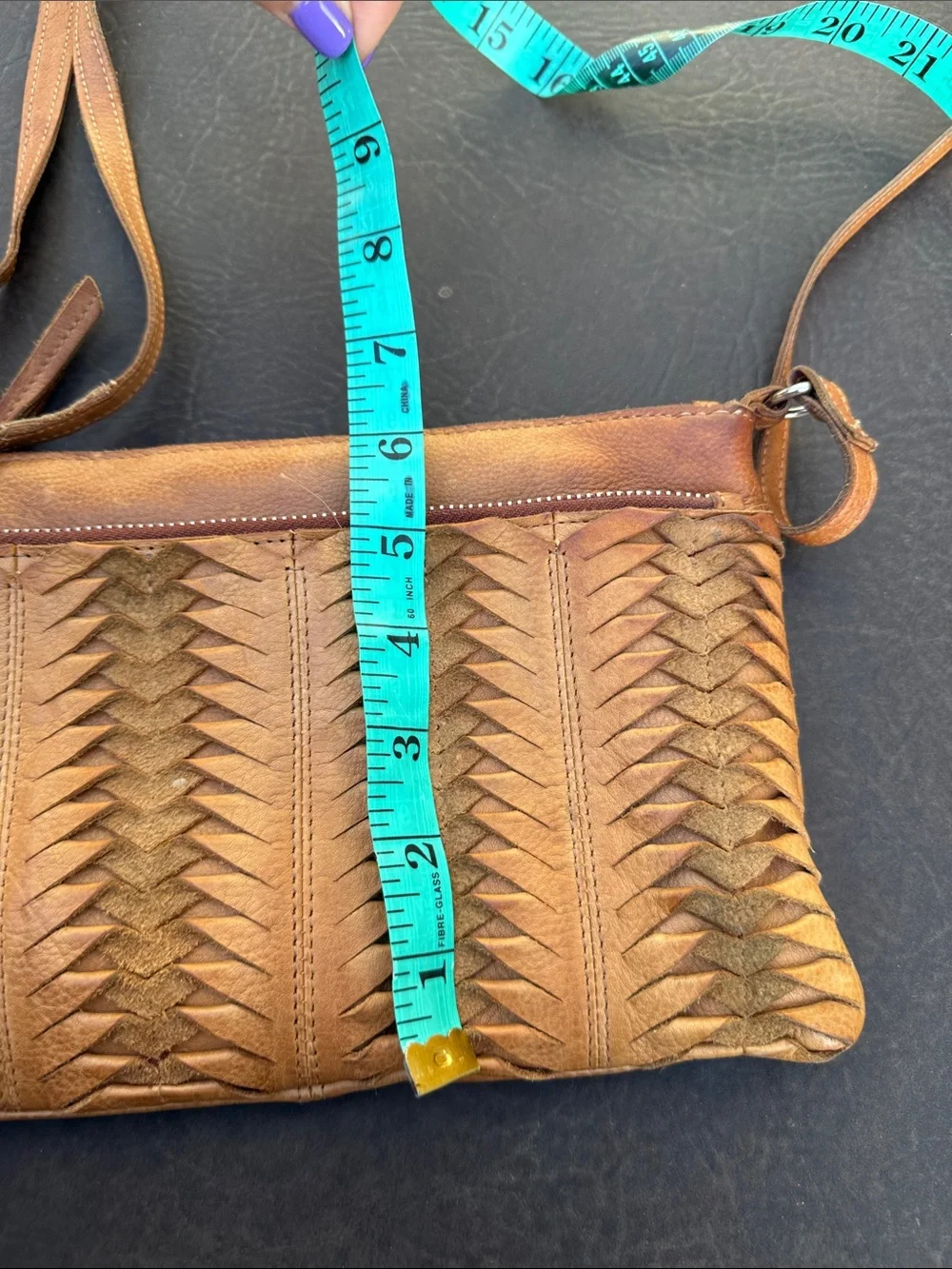 latico Tan Woven Leather Crossbody Bag purse